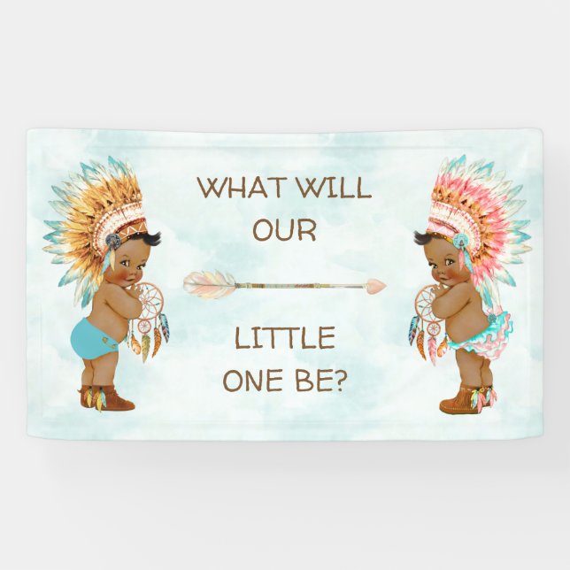 Tribal Native American Ethnic Boho Gender Reveal Banner (Horizontal)