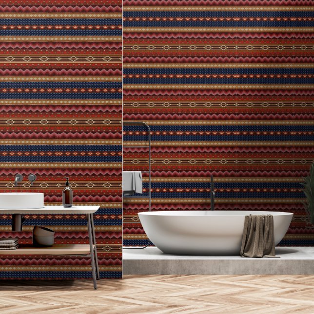 Tribal Native American Southwest Pattern Wallpaper (Bathroom)