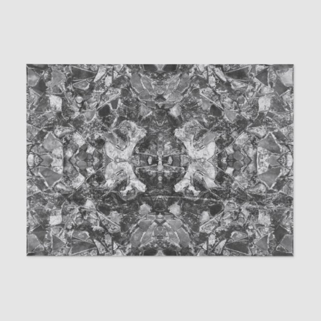 Tribal Native Black White Distressed Art Design Tissue Paper (Front)
