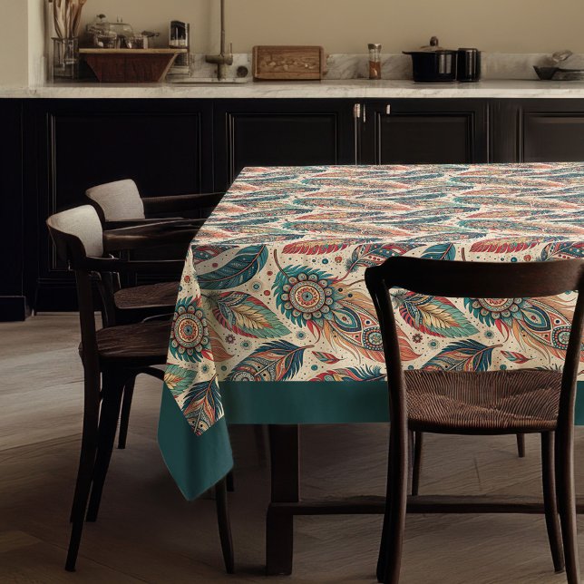 Tribal Native Ethnic pastel colourful Feathers Tablecloth (Tribal Native Ethnic pastel colorful Feathers Tablecloth)