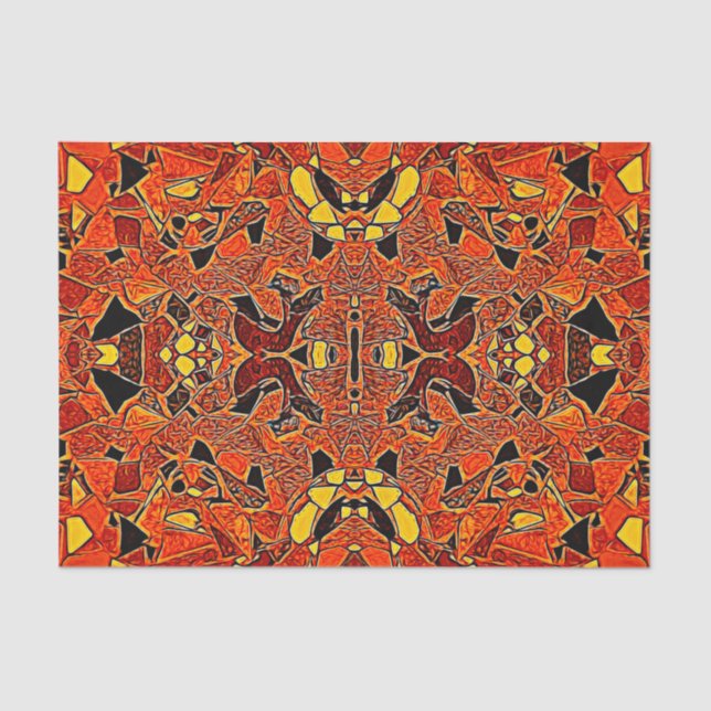 Tribal Native Orange Yellow Boho Western Pattern Tissue Paper (Front)