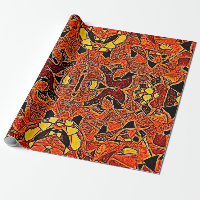 Tribal Native Orange Yellow Western Bohemian Wrapping Paper (Unrolled)