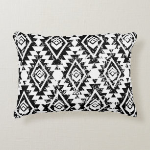 Tribal Navajo: black white geometric. Decorative Cushion