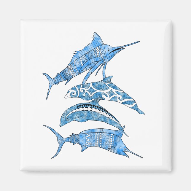 Tribal Ocean Animals Magnet (Front)