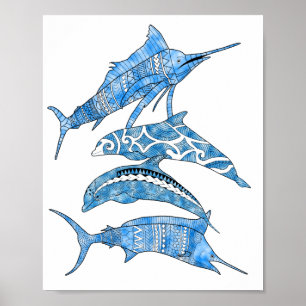 Tribal Ocean Animals Poster