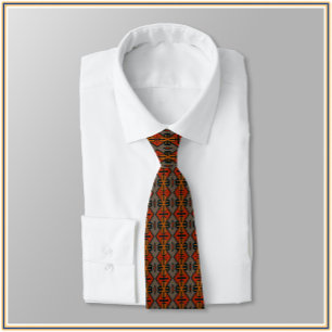 Tribal Orange and Gold Pattern Tie