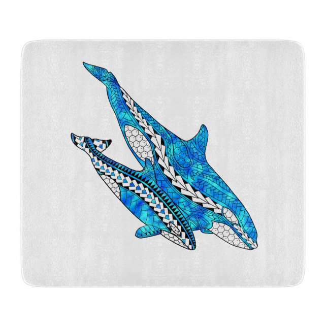 Tribal Orca Whales Cutting Board (Front)