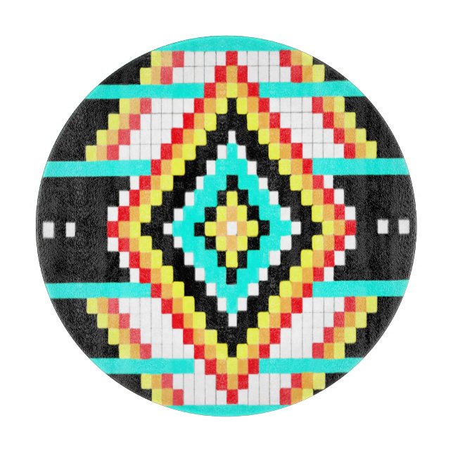 Tribal Original Round Glass Cutting Board (Front)