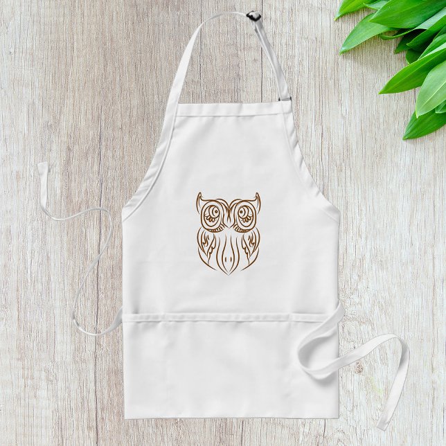 Tribal Owl Line Art Modern Brown Abstract Standard Apron (Creator Uploaded)