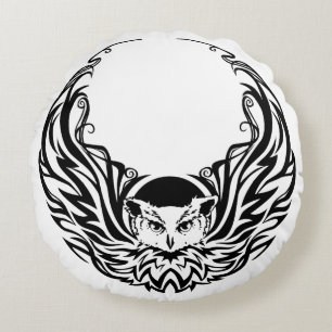 Tribal Owl Round Cushion