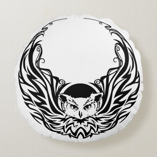 Tribal Owl Round Cushion (Front)