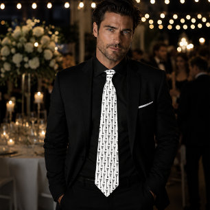 Tribal Owl Skeleton Key Black White Gothic Tie