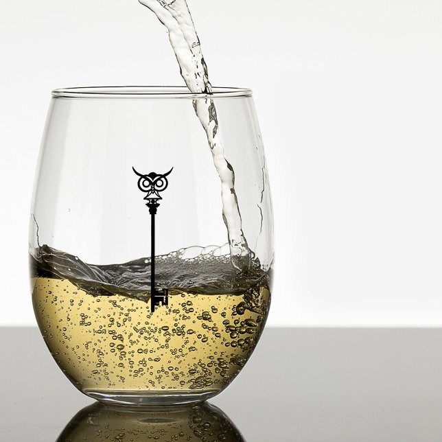 Tribal Owl Skeleton Key Stemless Wine Glass (Creator Uploaded)