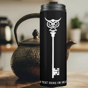 Tribal Owl Skeleton Key Thermal Tumbler