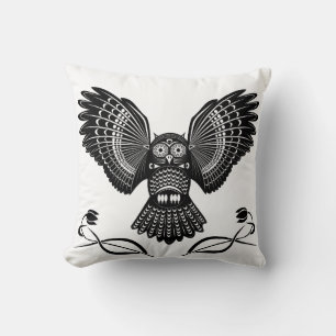 Tribal Owl Throw Pillow