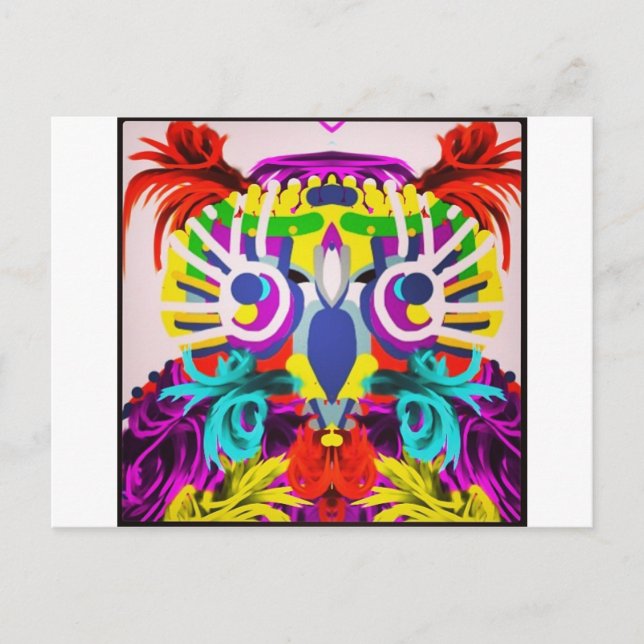 Tribal Owl With Many Colours Postcard (Front)