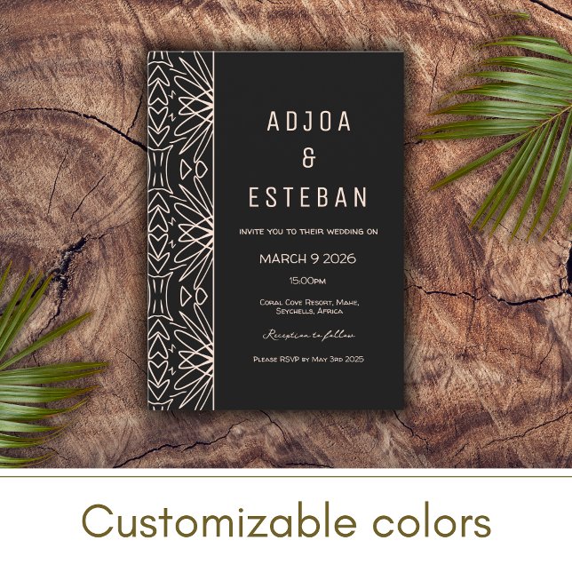 Tribal Pattern Black Bohemian Wedding Invitation (Creator Uploaded)