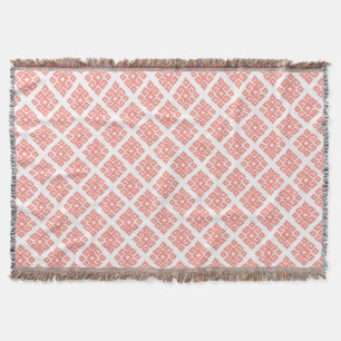 Tribal pattern coral white tile pattern throw blanket