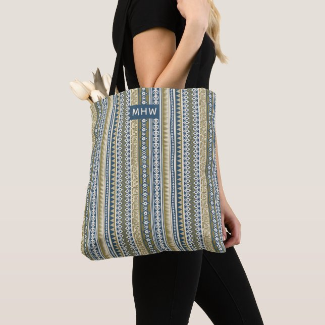 Tribal pattern custom monogram bags (Close Up)