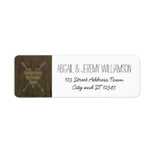 Tribal Pattern Heart & Arrows (Yellow / Aqua) Return Address Label