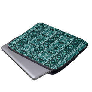 Tribal Pattern Teal And Black Laptop Sleeve