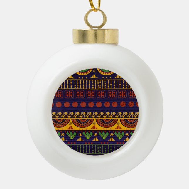 Tribal pattern, versatile for various uses. ceramic ball christmas ornament (Front)
