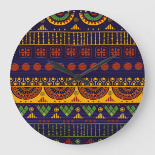 Tribal pattern, versatile for various uses. large clock