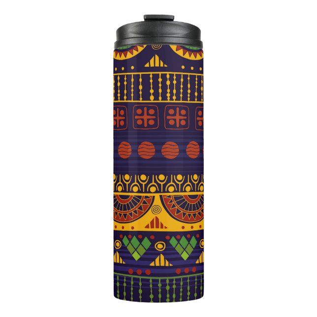 Tribal pattern, versatile for various uses. thermal tumbler (Front)