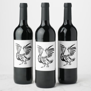 Tribal Pelican Art on Blue Personal Wine Label