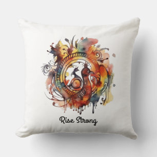 Tribal Phoenix Watercolor Mandala, custom  Cushion