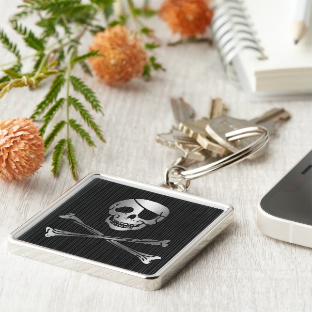 Tribal Pirate Silver & Black Key Ring (Side)