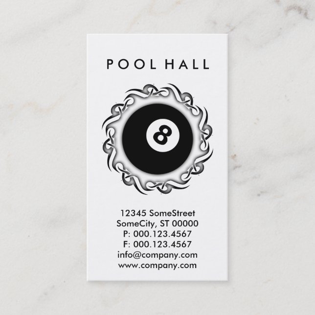 tribal POOL HALL Business Card (Front)