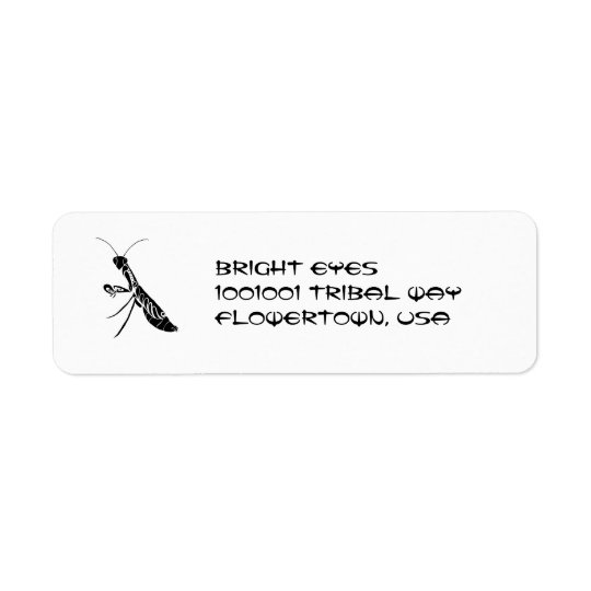 Tribal praying mantis address label