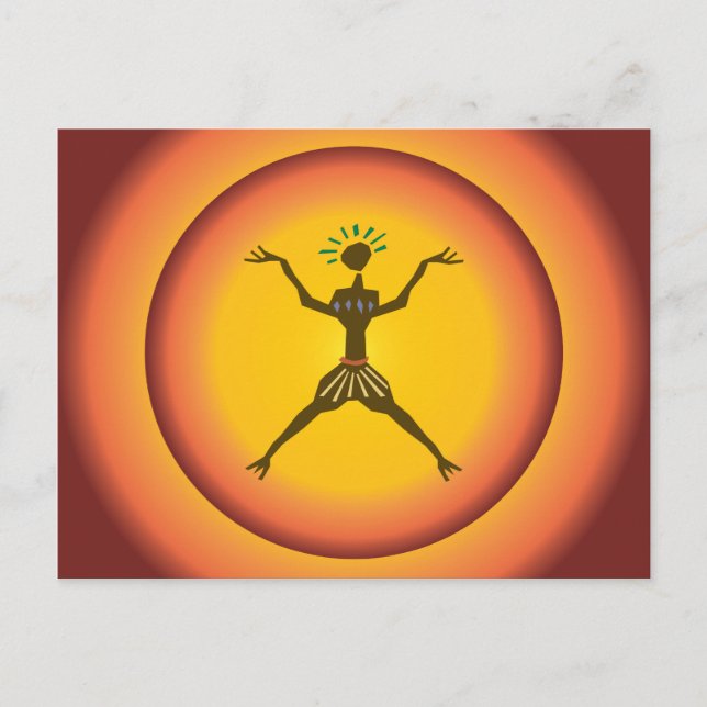Tribal Primitive Man Glowing Sun Design Postcard (Front)