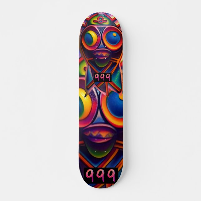 Tribal psychedelic totem 7 3/4" skateboard deck (Front)