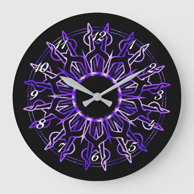 Tribal Purple Sun Wall Clock (Front)