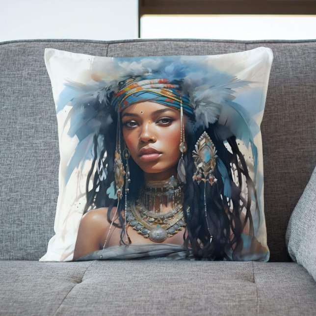 Tribal Queen Watercolor Portrait Cushion (Creator Uploaded)