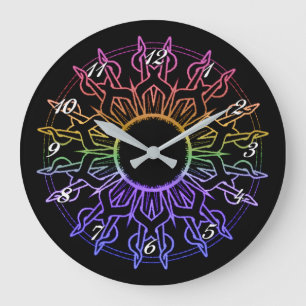 Tribal Rainbow Sun Wall Clock