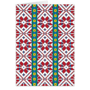 Tribal red, blue, and white star geometric pattern