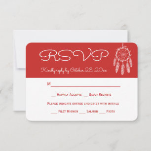 Tribal Red  RSVP Native American Dream Catcher Card
