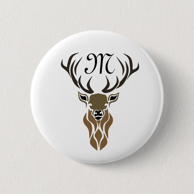 Tribal Red Stag Monogram 6 Cm Round Badge (Front)