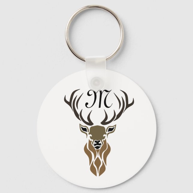 Tribal Red Stag Monogram Key Ring (Front)