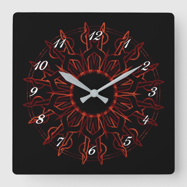 Tribal Red Sun Wall Clock (Front)