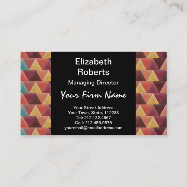 Tribal Retro Geometric Pattern Business Card (Front)