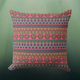 Tribal Rhythm Throw Pillow – Vibrant Geometric