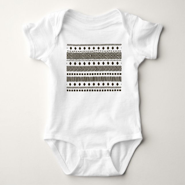 Tribal Rhythms: Ethnic Geometric Patterns Baby Bodysuit (Front)