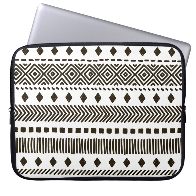 Tribal Rhythms: Ethnic Geometric Patterns Laptop Sleeve (Front)