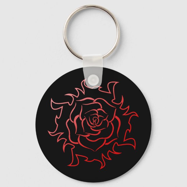 Tribal Rose In A Red Gradient Keychain (Front)