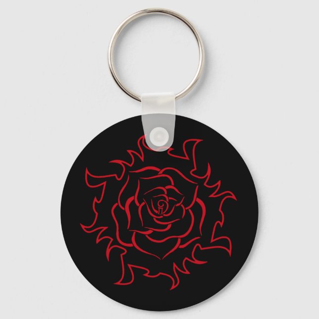 Tribal Rose In Black And Red Keychain (Front)