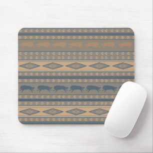 Tribal Running Wolves Pattern Mouse Pad